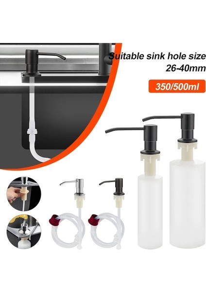 350 ml Gümüş Mutfak Lavabo Sıvı Sabunluk Banyo Şampuanı Losyon Basın Pompaları Dahili Lavabo Sabunluk Uzatma Hortum Şişesi Ile (Yurt Dışından) modelleri