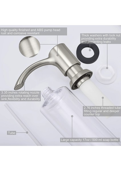 Yağ Ovuşturdu Bronz-Nikel Sabunluk Siyah Mutfak Lavabo Sayacı Sıvı Sabunluk Şişe Mutfak Aksesuarları 500 ml Dahili Pompalar (Yurt Dışından)