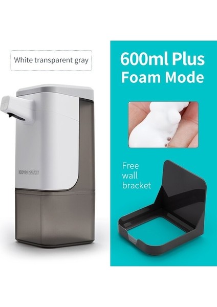 Beyaz Köpük Temassız Sıvı Sabunluklar Elektrikli 600 ml Büyük Kapasiteli Kızılötesi Otomatik Indüksiyon Banyo Için Hızlı Sıvı Deşarjı (Yurt Dışından)