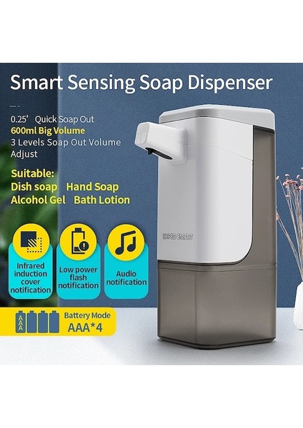 Beyaz Köpük Temassız Sıvı Sabunluklar Elektrikli 600 ml Büyük Kapasiteli Kızılötesi Otomatik Indüksiyon Banyo Için Hızlı Sıvı Deşarjı (Yurt Dışından) modelleri