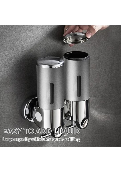 Siyah-Şampuan ve Sabun Sıvı Dispenseri Tek/ikili/üçlü 500ML Sıvı Dispenser Kabı Duvara Monte Banyo Şampuan Dispenseri (Yurt Dışından)