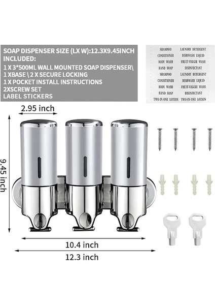 Siyah-Şampuan ve Sabun Sıvı Dispenseri Tek/ikili/üçlü 500ML Sıvı Dispenser Kabı Duvara Monte Banyo Şampuan Dispenseri (Yurt Dışından)