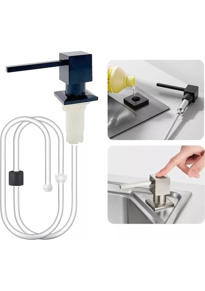 Kare Nikel 350ML-KARE Sıvı Sabunluk Mutfak Lavabo Banyo Tezgah Altı Aksesuar Losyon Tutucu Pompa Kafası Bulaşık Yıkama Deterjanı Tutucu (Yurt Dışından)