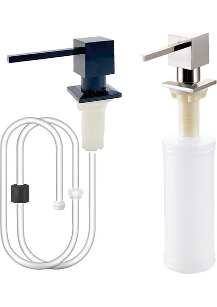 Kare Nikel 350ML-KARE Sıvı Sabunluk Mutfak Lavabo Banyo Tezgah Altı Aksesuar Losyon Tutucu Pompa Kafası Bulaşık Yıkama Deterjanı Tutucu (Yurt Dışından)