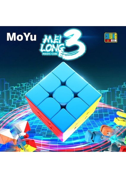 Meılong Seti A-Moyu MEILONG3C Sihirli Küp 3x3 Profesyonel Hız Küp 3X3X3 Meilong 3 Hız Bulmaca Eğitici Oyuncaklar Çocuk Fidget Oyuncaklar (Yurt Dışından)