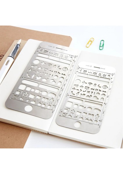 B Tarzı 1x Paslanmaz Çelik Şablon Cetvel Dıy Scrapbooking Boyama Dekor Damgalama Kağıt Kartı Çizim Şablonu Zanaat Çok Fonksiyonlu (Yurt Dışından) modelleri