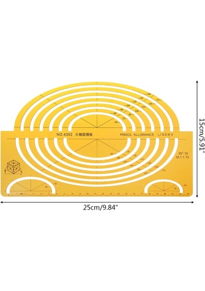 5AC1100498 Tarzı Profesyonel Mimari Şablon Cetvel Çizim Şablonu Ölçme Aracı Öğrenci (Yurt Dışından)