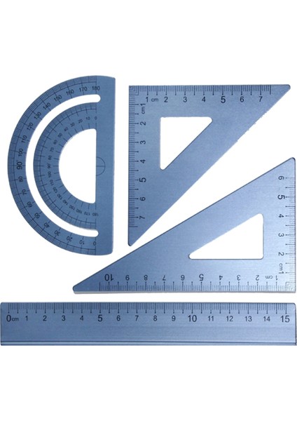 Gümüş Tarzı 4 Adet Ölçme Araçları Matematik Geometri Öğretmen Ofisi Okul Sınav Cetvel Seti Düz Kenar Temizle Ölçekli Alüminyum Alaşımlı (Yurt Dışından) modelleri