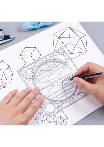 Siyah Stil Çok Işlevli Dönebilen Çizim Şablonu Sanat Tasarım Inşaat Mimarı Stereo Geometri Daire Çizim Ölçme Ölçeği Cetvel (Yurt Dışından) fiyatları