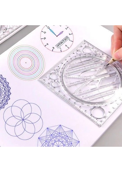 Siyah Stil Çok Işlevli Dönebilen Çizim Şablonu Sanat Tasarım Inşaat Mimarı Stereo Geometri Daire Çizim Ölçme Ölçeği Cetvel (Yurt Dışından) fırsatları
