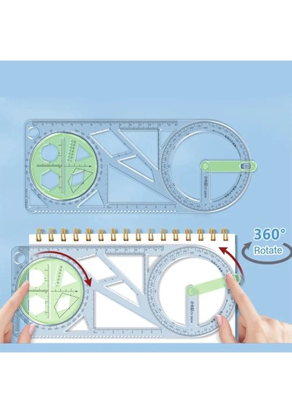 No.7 Tarzı Yeni Döner Çok Fonksiyonlu Geometrik Çizim Şablonu Cetvel Iletki Öğrenme Ölçme Aracı Mimarisi Kırtasiye Malzemeleri (Yurt Dışından)