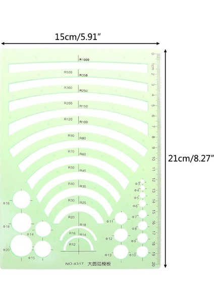 NO.4317 Stili 18 Stilleri Cetveller Yeşil Plastik Daireler Geometrik Şablon Cetvel Stencil Ölçme Aracı Kırtasiye Öğrenciler Çizim Eğrisi Cetvel (Yurt Dışından)