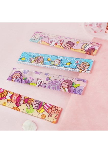 Bir Stil 15 cm Kawaii Tapyoka Kız Plastik Cetvel Çok Fonksiyonlu Dıy Çizim Araçları Öğrenci Sevimli Cetveller Çift Görevli Okul Ofis Malzemeleri (Yurt Dışından) indirimleri
