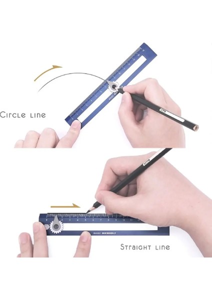 Yeşil Stil 2 Adet Hediye 2-In-1 Öğrenci Öğrenme Ölçme Aracı Pusula Cetvel Çizim Cetvel Çizim Daire Aracı (Yurt Dışından)