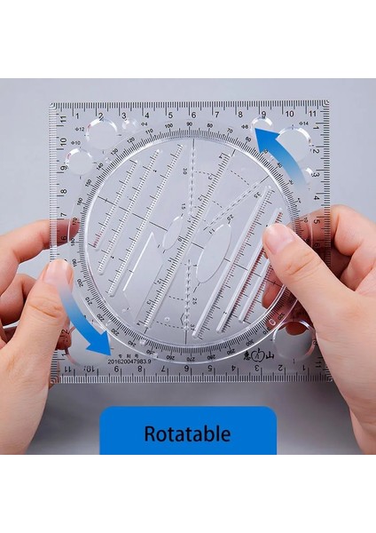 Bk Tarzı Çok Işlevli Dönebilen Çizim Şablonu Sanat Tasarım Inşaat Mimarı Stereo Geometri Daire Çizim Ölçme Ölçeği Cetvel (Yurt Dışından) fırsatları