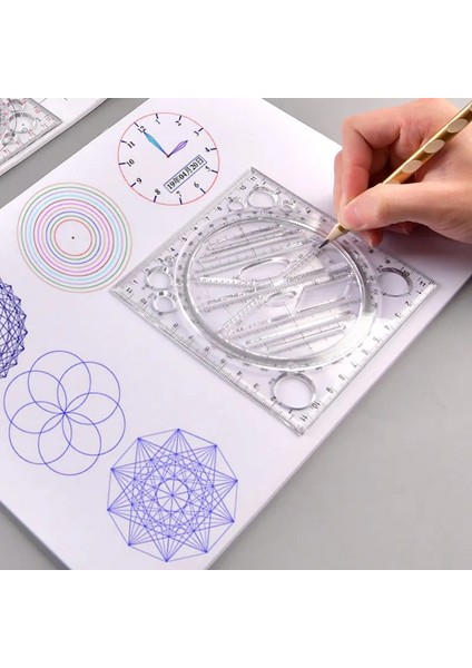 Bk Tarzı Çok Işlevli Dönebilen Çizim Şablonu Sanat Tasarım Inşaat Mimarı Stereo Geometri Daire Çizim Ölçme Ölçeği Cetvel (Yurt Dışından) indirimleri