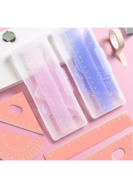 Pembe Tarzı Şeffaf Jöle Renkli Plastik Cetvel Seti Çocuk Cetvel Üçgen Cetvel Öğrenci Boyama Cetvel Kutulu Ödül (Yurt Dışından) fiyatları