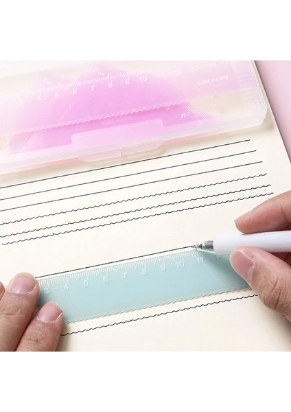 Pembe Tarzı Şeffaf Jöle Renkli Plastik Cetvel Seti Çocuk Cetvel Üçgen Cetvel Öğrenci Boyama Cetvel Kutulu Ödül (Yurt Dışından) modelleri