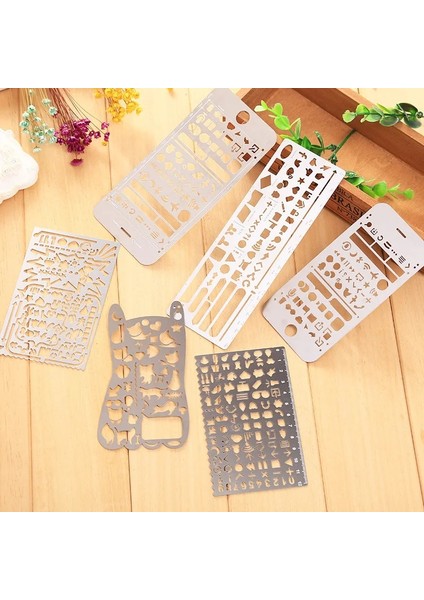 E-Küçük Tarzı Kedi Çok Fonksiyonlu Paslanmaz Çelik Içi Boş Cetvel Geometrik Şekil Çizim Şablonları Şablonları Metal Cetvel Diy Aracı Günlüğü Şablonu (Yurt Dışından) fiyatları
