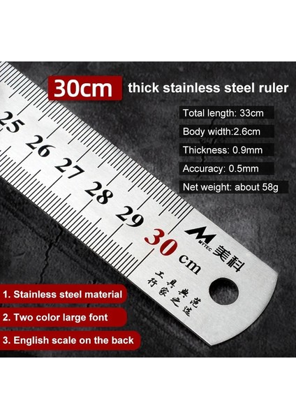 30CM Tarzı cm Paslanmaz Çelik Çift Taraflı Düz Cetvel Santimetre Inç Ölçekli Cetvel Ölçme Aracı Okul Ofis Aksesuarları (Yurt Dışından) modelleri