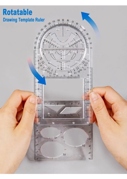 STIL02 Stili Dönebilen Hızlı Çizim Şablonu Cetvel Sanat Tasarım Inşaat Mimarı Stereo Geometri Elips Çizim Ölçme Ölçeği Cetvel (Yurt Dışından) fiyatları
