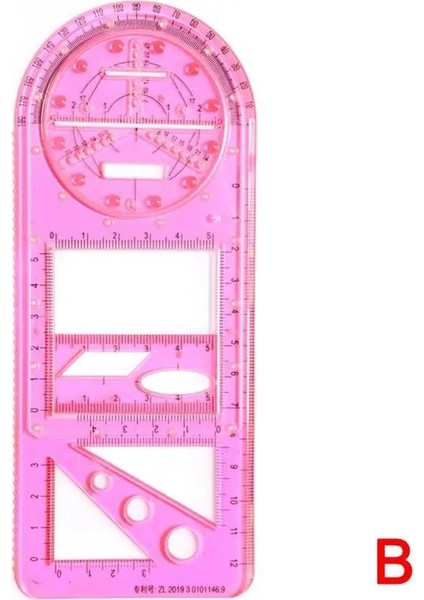 Kırmızı Stil Çok Fonksiyonlu Geometrik Cetvel Geometrik Çizim Şablonu Aktif Çizim Cetvel Okul Ofis Tedarik Cetvel Için Ölçme Aracı (Yurt Dışından)