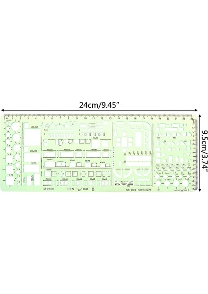NO.4324 Tarzı K Rercles Geometrik Şablon Cetvel Şablon Çizim Ölçme Aracı Öğrenciler (Yurt Dışından)