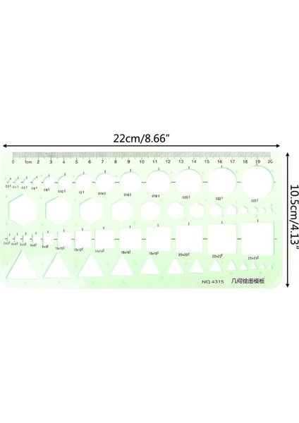 NO.4315 Stili 18 Stilleri Cetveller Yeşil Plastik Daireler Geometrik Şablon Cetvel Stencil Ölçme Aracı Kırtasiye Öğrenciler Çizim Eğrisi Cetvel (Yurt Dışından)