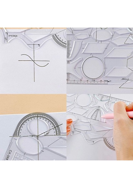 A1 Stili Açı Geometrik Çizim Şablonu Daire Oluşturucu Çizim Cetveli Çok Fonksiyonlu (Yurt Dışından) fırsatları