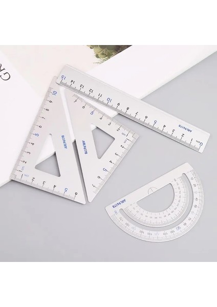 4 Adet Çizim Okul Malzemeleri Seti Kare Üçgen Cetvel Alüminyum Alaşımlı Iletki (Yurt Dışından)