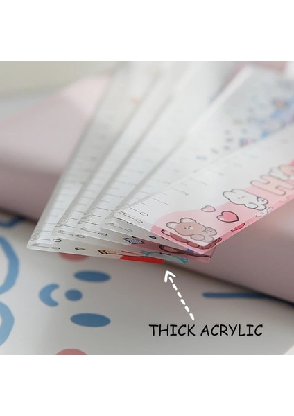 3-20CM Tarzı cm Sevimli Karikatür Anime Akrilik Cetvel Düz Çizim Cetveller Plastik Ölçme Aracı Kırtasiye Çocuklar Okul Ofis Malzemeleri (Yurt Dışından) fırsatları