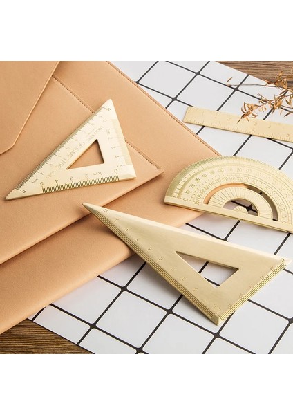 Sarı Stil Vintage Pirinç Cetvel Üçgen Cetvel Iletki Okul Çocukları Hediye Seti Ölçü Aletleri, 12 cm 15 cm Cetvel Kawaii Kırtasiye Aksesuarları (Yurt Dışından) modelleri