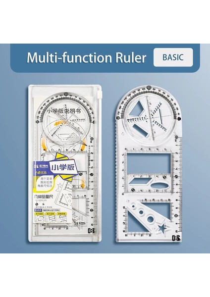 Bir Stil Çok Fonksiyonlu Geometrik Fonksiyon Cetvel Seti Matematik Çizim Şablonu Ölçme Aracı Öğrenci Okul Ofis Malzemeleri Için (Yurt Dışından)