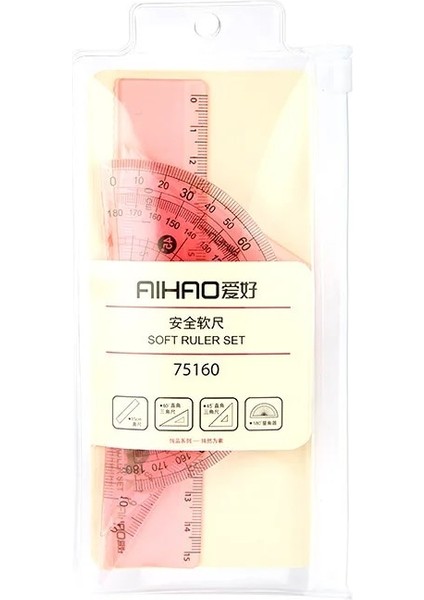 Kırmızı Stil Yumuşak Esnek Geometri Cetvel Seti Matematik Çizim Pusula Kırtasiye Cetveller Iletki Okul Için Matematiksel Pusulalar (Yurt Dışından)