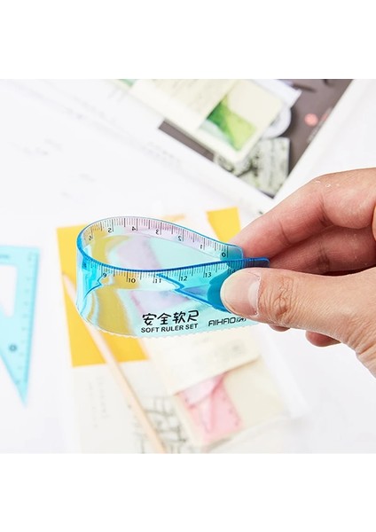 Kırmızı Stil Yumuşak Esnek Geometri Cetvel Seti Matematik Çizim Pusula Kırtasiye Cetveller Iletki Okul Için Matematiksel Pusulalar (Yurt Dışından) fırsatları