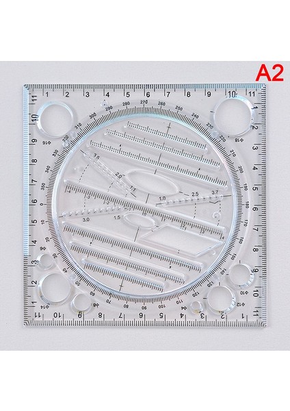 A2 Stili Çok Işlevli Dönebilen Çizim Daire Şablonu Sanat Tasarımı Inşaat Mimarı Stereo Geometri Çizim Ölçme Ölçeği Cetvel (Yurt Dışından)