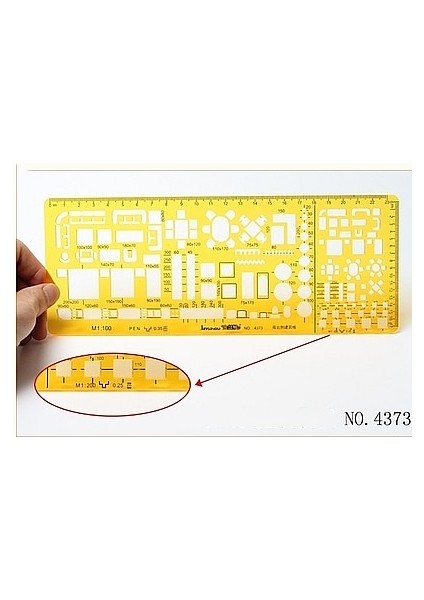 NO.4373 Tarzı 24 Farklı Cetveller Sarı Pu Daireler Geometrik Şablon Cetvel Mimari Tasarım Cetvel Stencil Öğrenciler Için Ölçme Aracı (Yurt Dışından)