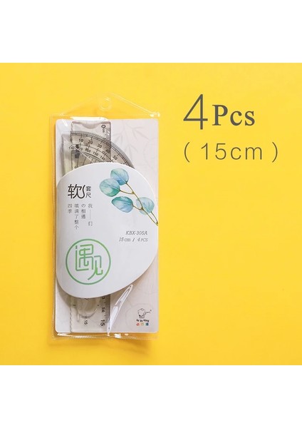 Kırmızı Stil 4 Adet Şeffaf Yumuşak Cetvel Kawaii Aksesuarları 15CM 20CM Çizim Aracı Papeleria Okul Malzemeleri Kırtasiye Okul Kuralları Seti (Yurt Dışından)