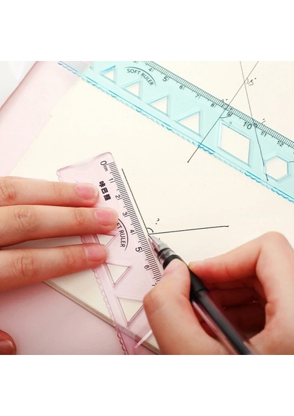 Kırmızı Stil 4 Adet Şeffaf Yumuşak Cetvel Kawaii Aksesuarları 15CM 20CM Çizim Aracı Papeleria Okul Malzemeleri Kırtasiye Okul Kuralları Seti (Yurt Dışından) fırsatları