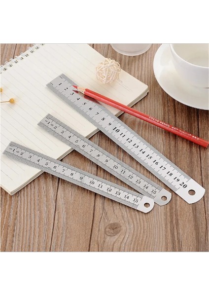 30 cm Çizim Matematik Metrik Gümüş Çift Taraflı W51 Öğrenci Kaynağı Okul Yaratıcı Sevimli Paslanmaz Çelik Cetvel (Yurt Dışından)