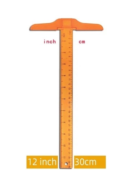 No.3 Tarzı 1 Adet T-Şekilli Çift Taraflı Ölçekli Cetvel Ressamlığı Çizim Aracı Plastool Ofis Malzemeleri Kırtasiye Aksesuarı 30 cm (Inç, Cm) (Yurt Dışından)