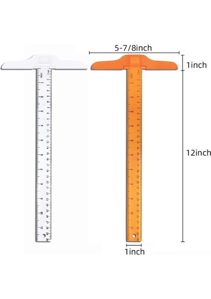 No.3 Tarzı 1 Adet T-Şekilli Çift Taraflı Ölçekli Cetvel Ressamlığı Çizim Aracı Plastool Ofis Malzemeleri Kırtasiye Aksesuarı 30 cm (Inç, Cm) (Yurt Dışından)