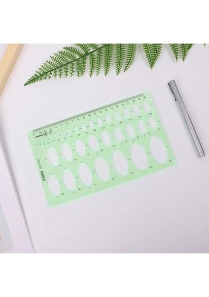 1 Takım Yeşil Plastik Oval Geometrik Şablon Cetvel Stencil Ölçme Araçları Öğrenciler Sıcak Satış (Yurt Dışından) fırsatları
