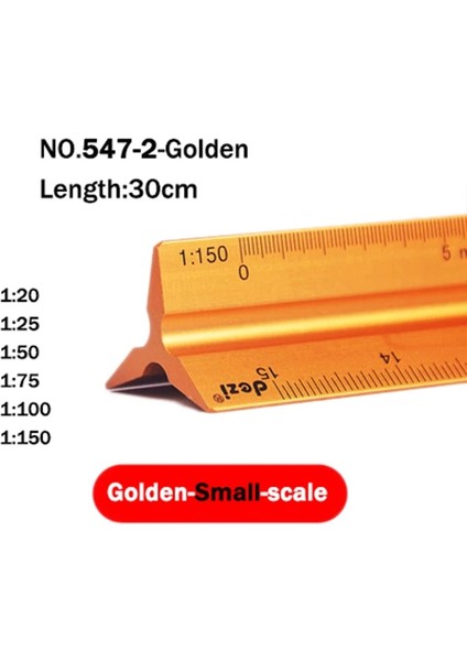 ALTIN-1-150-KÜÇÜK Stil cm Metal Üçgen Ölçekli Cetvel Mimari Ölçekli Cetvel Mimarlar Öğrencileri Ressam Mühendisler Için Üçgen Alet (Yurt Dışından)