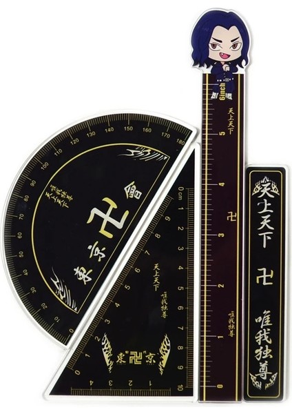 OSS20229TR4 Stili Anime Tokyo Revengers Çevresel Cetveller Ryuguuji Ken Sano Manjiro Ölçüm Üçgen Düz Cetveller Ofis Okul Kırtasiye (Yurt Dışından)