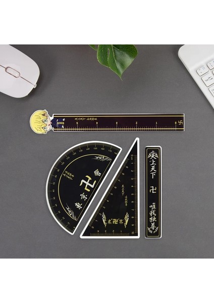 OSS20229TR4 Stili Anime Tokyo Revengers Çevresel Cetveller Ryuguuji Ken Sano Manjiro Ölçüm Üçgen Düz Cetveller Ofis Okul Kırtasiye (Yurt Dışından) modelleri