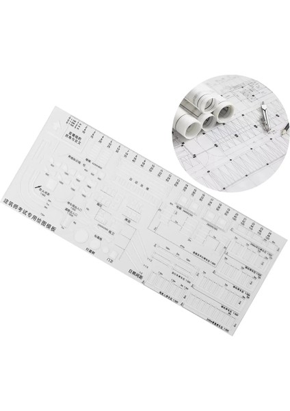 Geometrik Çizim Cetveli Mimari Şablon Taslak Cetvel Ölçme Bina Planı Çizim Aracı Şablonlar Çok Fonksiyonlu (Yurt Dışından)