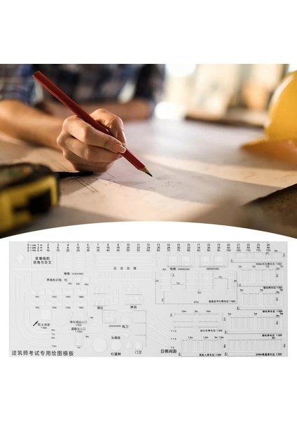 Geometrik Çizim Cetveli Mimari Şablon Taslak Cetvel Ölçme Bina Planı Çizim Aracı Şablonlar Çok Fonksiyonlu (Yurt Dışından) fırsatları