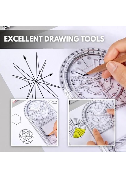 D Tarzı Çok Fonksiyonlu Geometrik Cetvel Geometrik Çizim Şablonu Ölçme Aracı Okul Ofis Mimarisi Kaynağı Линейка Школьная (Yurt Dışından) fiyatları