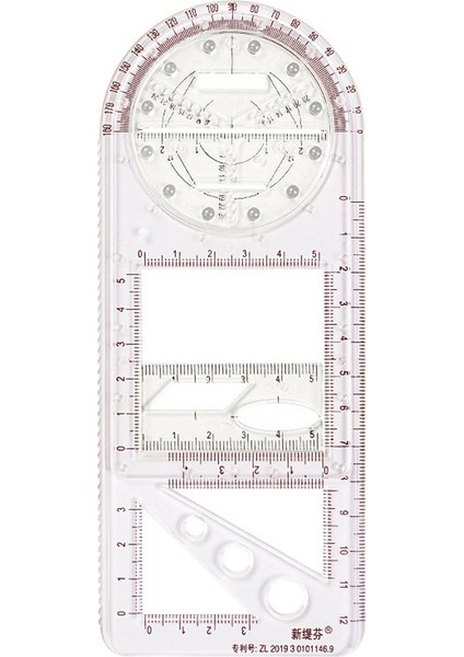 Birincil-1 Tarzı Çok Fonksiyonlu Geometrik Cetvel Geometrik Çizim Şablonu Okul Öğrenci Ofis Mimarisi Için Ölçme Aracı Ölçme Kuralı (Yurt Dışından)